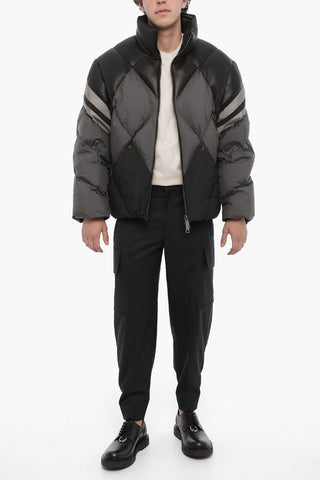 Padded Jacket with Vegan Leather Trims