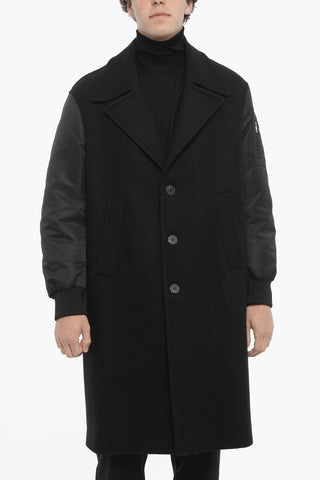 Cappotto in Lana con Maniche in Nylon
