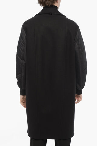 Cappotto in Lana con Maniche in Nylon