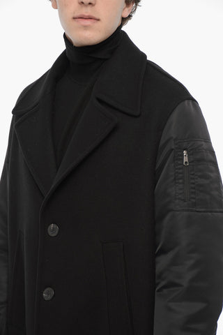 Cappotto in Lana con Maniche in Nylon
