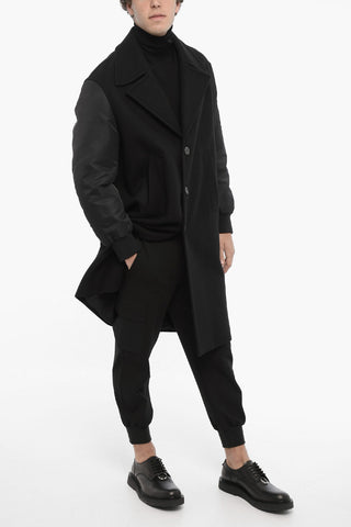 Cappotto in Lana con Maniche in Nylon