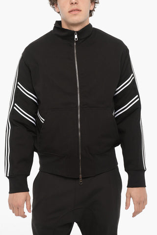Solid Color Slim Fit Sweatshirt with Contrasting Bands