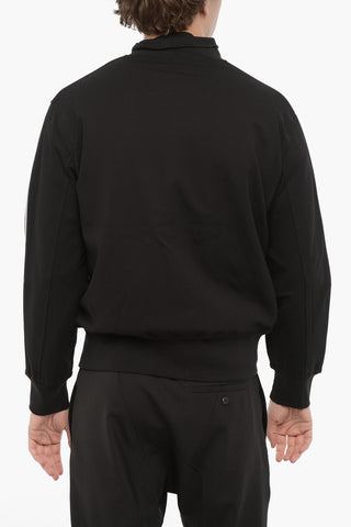 Solid Color Slim Fit Sweatshirt with Contrasting Bands