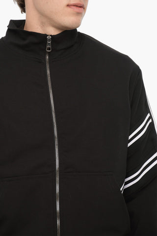 Solid Color Slim Fit Sweatshirt with Contrasting Bands