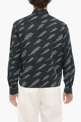Overshirt Stampata con Chiusura Zip