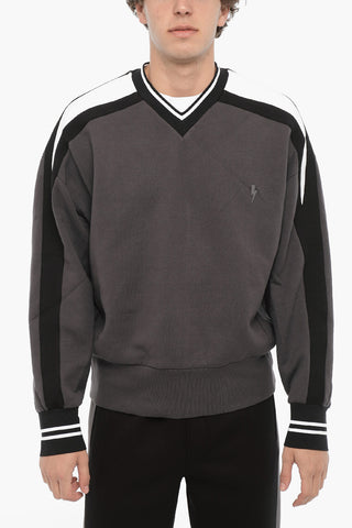 Fleeced Cotton Baggy Fit Crew-neck Sweatshirt