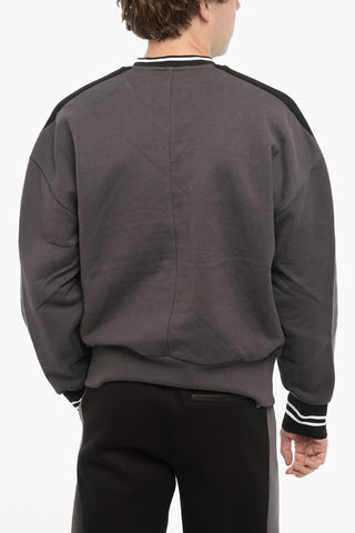 Fleeced Cotton Baggy Fit Crew-neck Sweatshirt