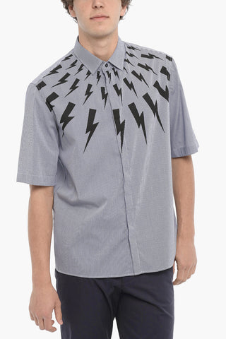 Camicia Loose Fit a Quadri con Stampa Thunderbolt