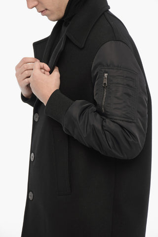 Oversized Coat with Nylon Sleeves