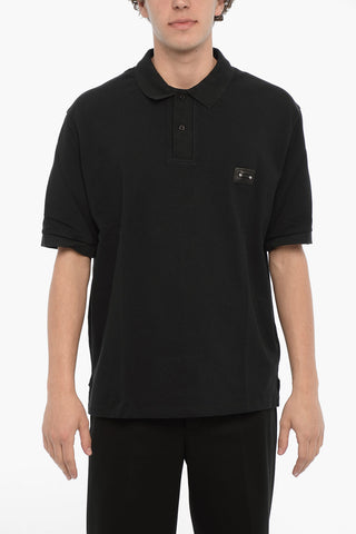 Solid Color Loose Fit Polo Shirt with Piercing Detail