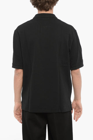 Solid Color Loose Fit Polo Shirt with Piercing Detail