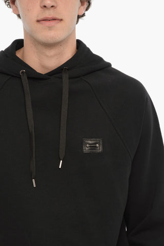 Fleeced-Cotton Easy Fit Hoodie with Piercing
