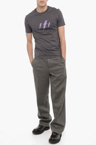 T-Shirt Girocollo PURPLE BOLT in Cotone
