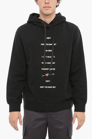 Fleeced Cotton Slim Fit Hoodie with Front Print