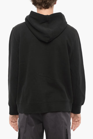 Fleeced Cotton Slim Fit Hoodie with Front Print