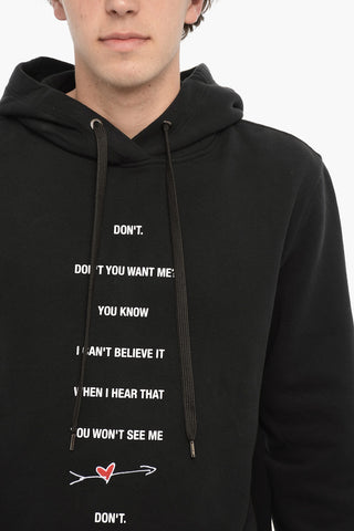 Fleeced Cotton Slim Fit Hoodie with Front Print