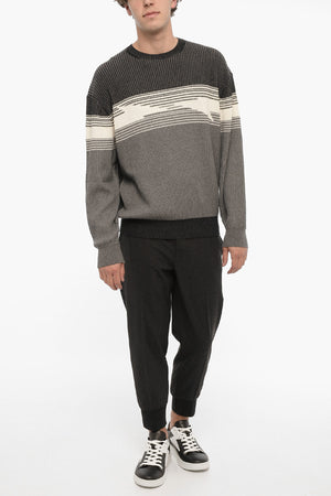 Maglia Girocoolo Blouson Fit In Cotone e Cashmere