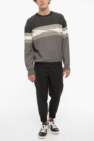 Cotton-and-Cashmere Crew-Neck Blouson Fit Sweater
