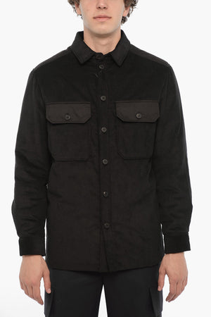 Overshirt in Velour a Coste con Inserto Trapuntato sul Retro