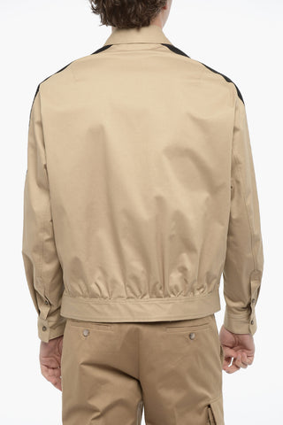 Overshirt in Cotone con Bande Laterali a Contrasto