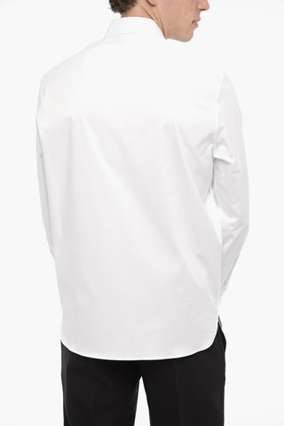 Solid Color Loose Fit Shirt with Double Breast Pocket