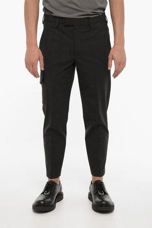 Cargo Skinny Fit-Hose aus Schurwollmischung