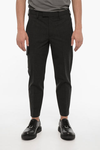 Cargo Skinny Fit-Hose aus Schurwollmischung