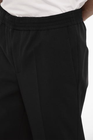 Pantaloni Skinny Fit in Lana Vergine con Elastico in Vita