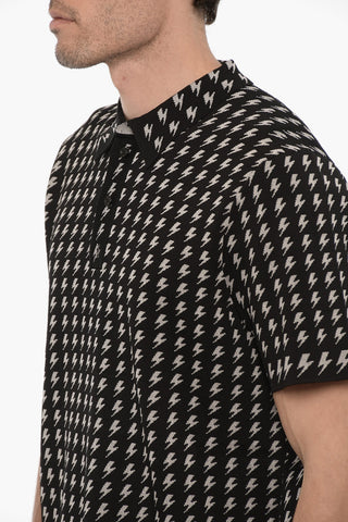 Polo Blouson Fit con Ricami Thunderbol All-Over