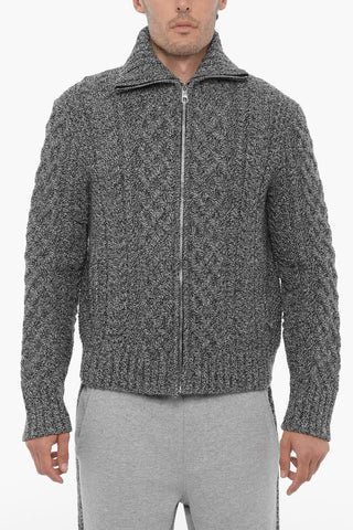 Maglia a Trecce in Lana con Due Tasche
