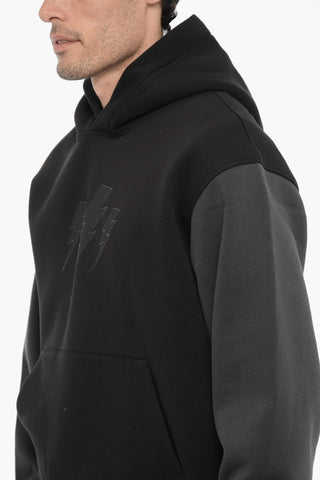 Two-Tone Fleeced Cotton Blend Hoodie