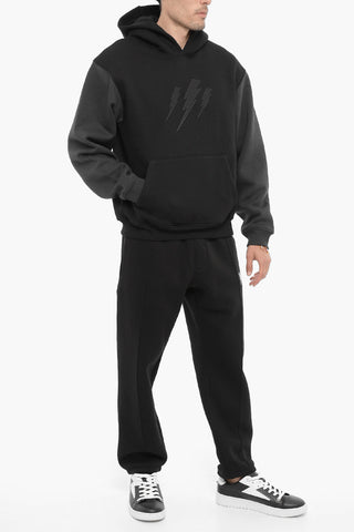 Two-Tone Fleeced Cotton Blend Hoodie