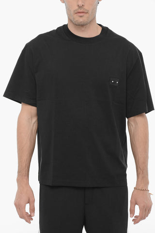 T-Shirt Girocollo Slim Fit con Dettaglio Piercing