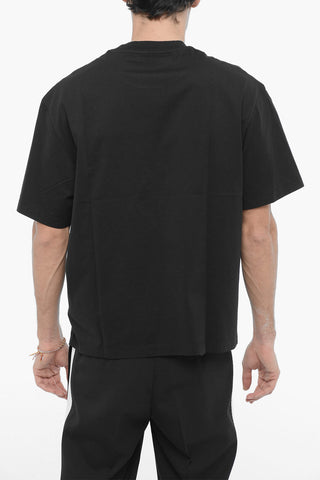 T-Shirt Girocollo Slim Fit con Dettaglio Piercing