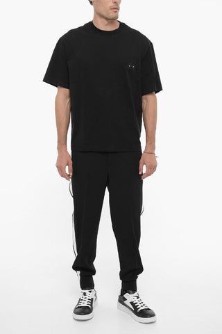 T-Shirt Girocollo Slim Fit con Dettaglio Piercing