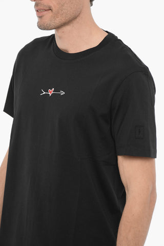 T-shirt Girocollo Slim Fit con Ricamo Cuore
