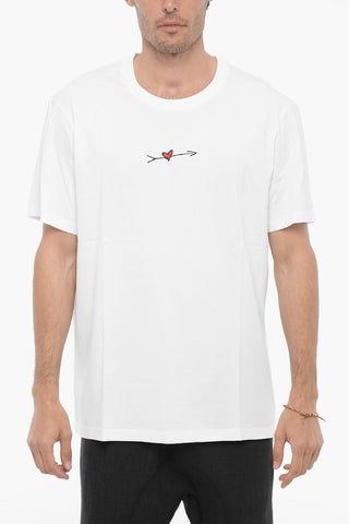 T-shirt Girocollo Slim Fit con Ricamo Cuore