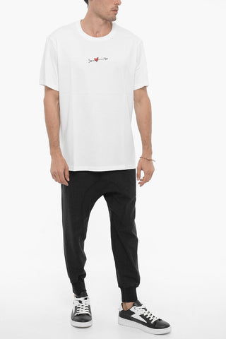 T-shirt Girocollo Slim Fit con Ricamo Cuore