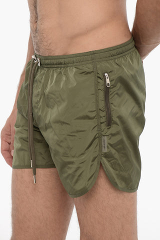 Costume da Bagno Boxer Slim Fit in Tinta Unita