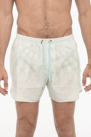 Slim Fit Swim Shorts with Thunderbolt Print