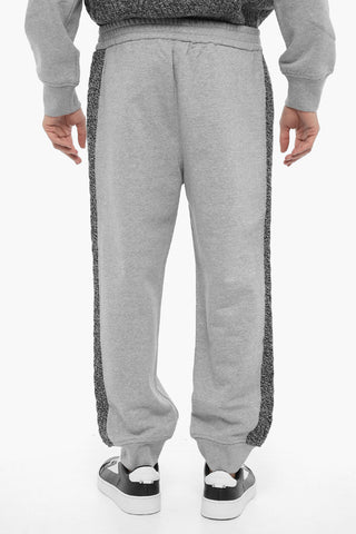 Joggers Loose Fit Con Bande Laterali in Lana