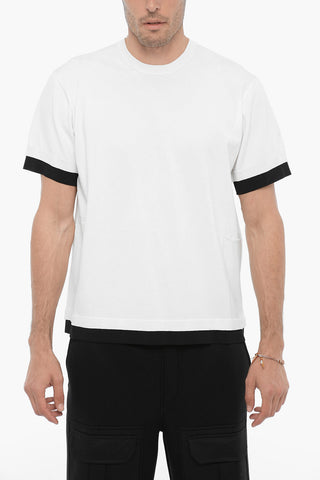 Short Sleeves Crew-neck Sweater with Contrast Edges