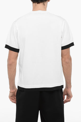 Short Sleeves Crew-neck Sweater with Contrast Edges