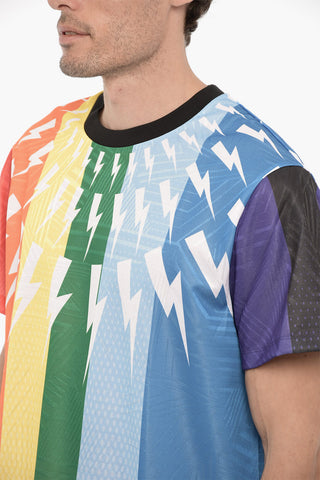 Multicolor THUNDER 7 BOLT  Crew-Neck T-shirt