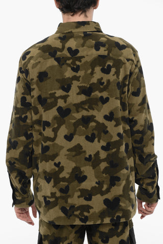 Overshirt in Pile Camouflage con bottoni Automatici