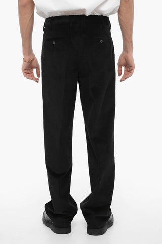 Ribbed Velour Loose-Fit Trousers