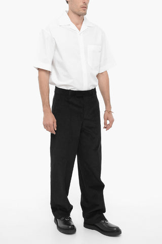 Ribbed Velour Loose-Fit Trousers
