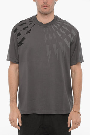 T-Shirt mit Rundhalsausschnitt Easy Fit und Ton-in-Ton-Print