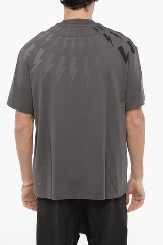 T-Shirt mit Rundhalsausschnitt Easy Fit und Ton-in-Ton-Print