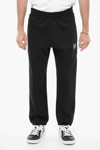 Loose-Fit Cotton-Blend Fleece Joggers with Thunderbolts Embroidery